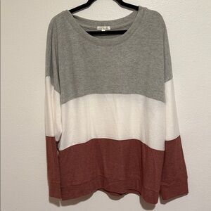 Nine Britton Colorblock Sweatshirt - Gray, White, and Brown